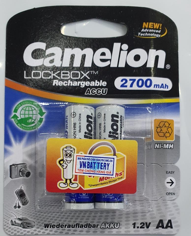 Pin sạc. Camelion AA 2700 mah 1,2v  vỉ 2 quả . -duoc-ban-tai-Trọng Đại. Băng đĩa nhạc. Phụ kiện âm thanh