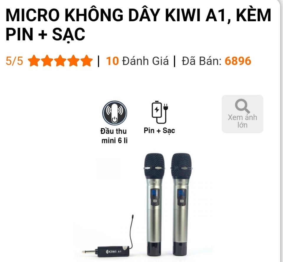 Micro không dáy Kiwi A1-duoc-ban-tai-Trọng Đại. Băng đĩa nhạc. Phụ kiện âm thanh