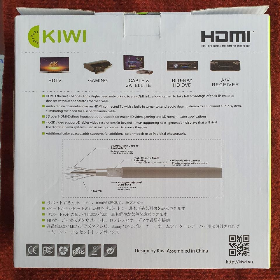 Dây HDMI KIWI 2.0 10m tròn-duoc-ban-tai-Trọng Đại. Băng đĩa nhạc. Phụ kiện âm thanh