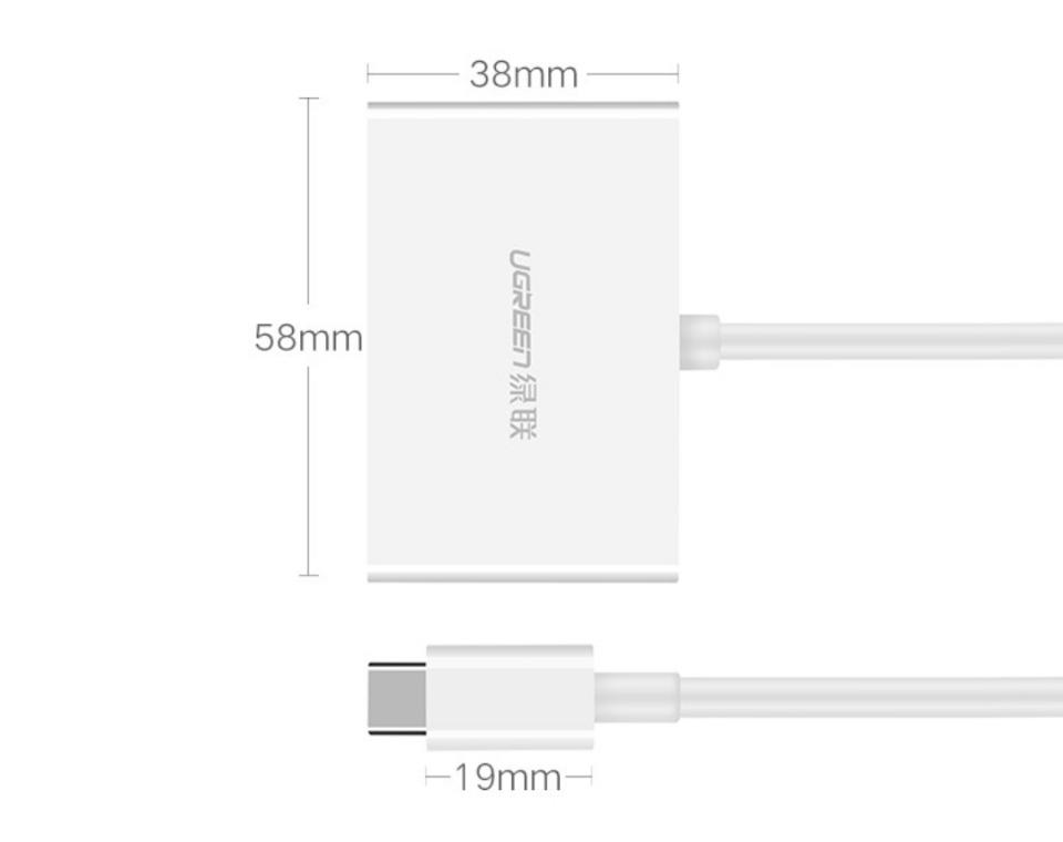 Cáp chuyển đổi USB type C to HDMI/VGA hỗ trợ full HD 3D 4Kx2K chính hãng Ugreen -duoc-ban-tai-Trọng Đại. Băng đĩa nhạc. Phụ kiện âm thanh