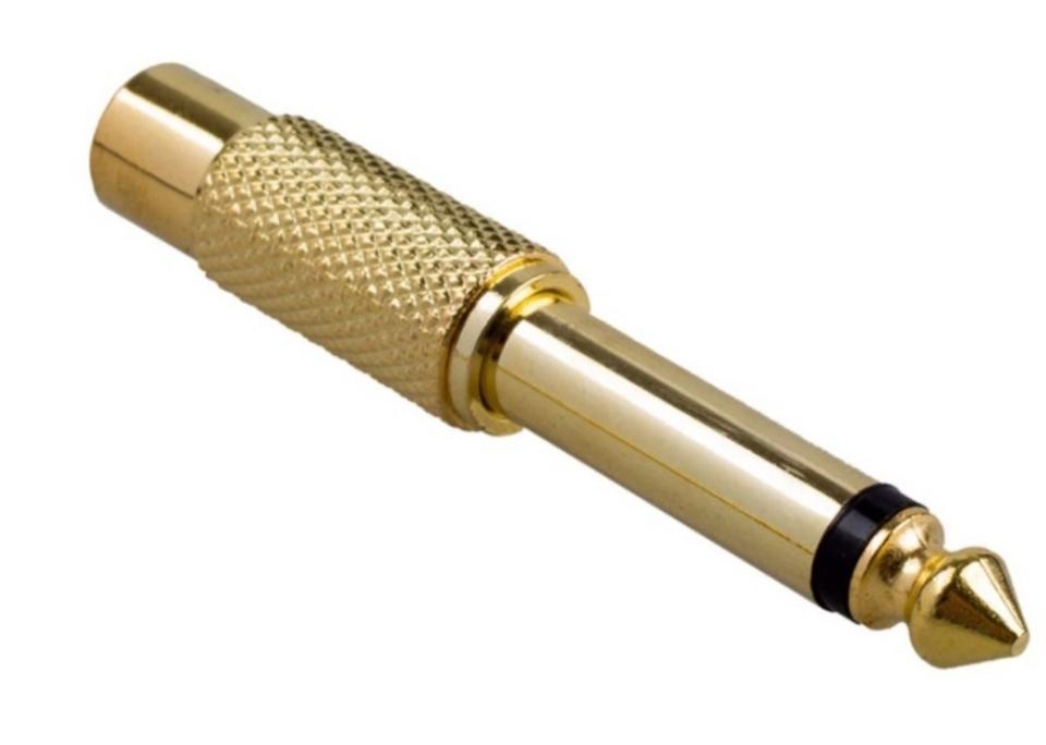 Jack chuyển 6 ly ra hoa sen - Jack chuyển 6.35mm (6 ly) ra AV (RCA), Jack mạ đồng chống nhiễu-duoc-ban-tai-Trọng Đại. Băng đĩa nhạc. Phụ kiện âm thanh