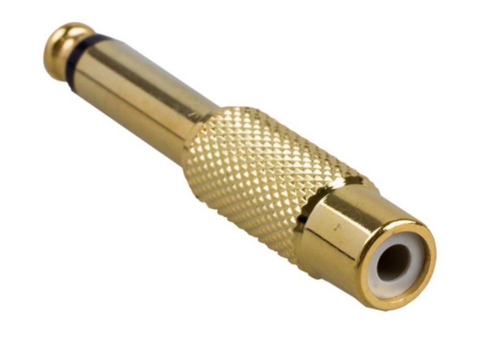 Jack chuyển 6 ly ra hoa sen - Jack chuyển 6.35mm (6 ly) ra AV (RCA), Jack mạ đồng chống nhiễu-duoc-ban-tai-Trọng Đại. Băng đĩa nhạc. Phụ kiện âm thanh