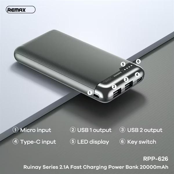Pin sạc dự phòng REMAX RPP-626 20000mAh 2.1A xanh-duoc-ban-tai-Smile