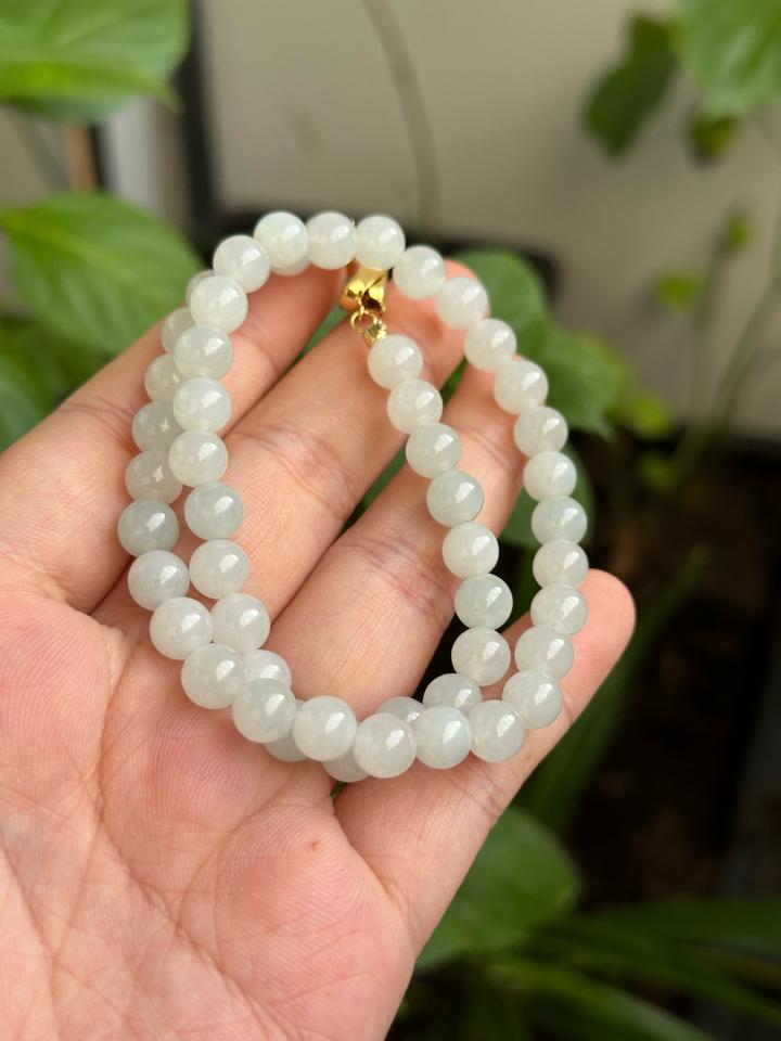 Chuỗi bạch ngọc phớt lục lam - 7.2mm-duoc-ban-tai-NGỌC THANH GIANG GEMS & JADES