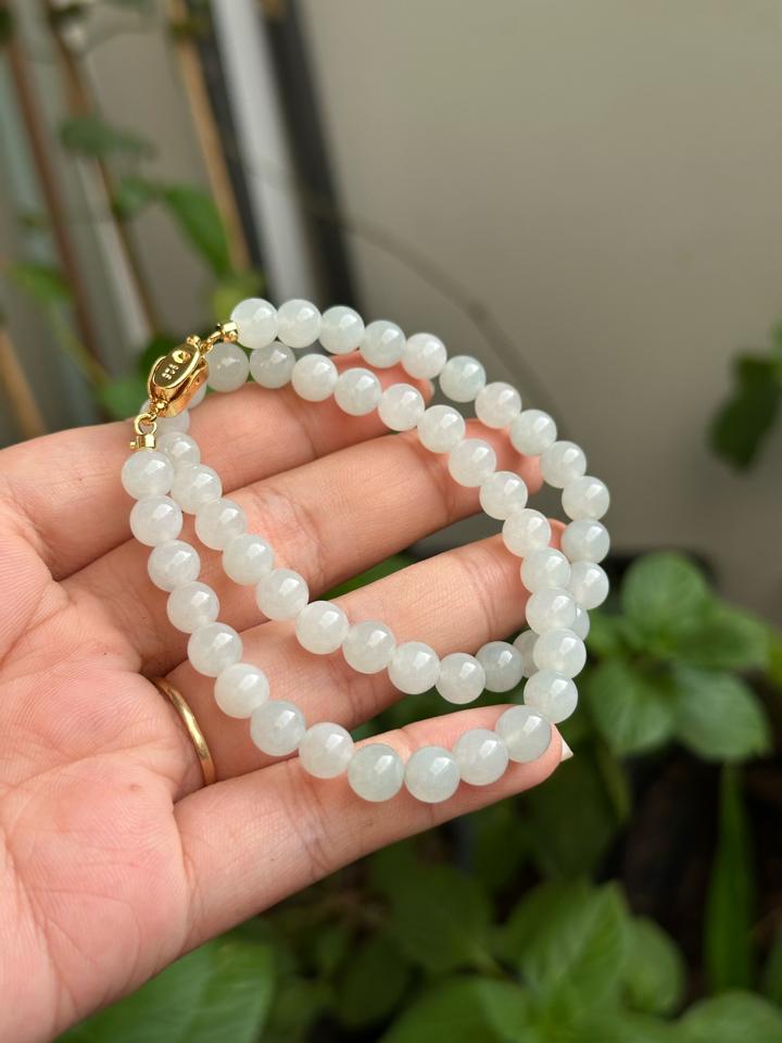 Chuỗi bạch ngọc phớt lục lam - 7.2mm-duoc-ban-tai-NGỌC THANH GIANG GEMS & JADES