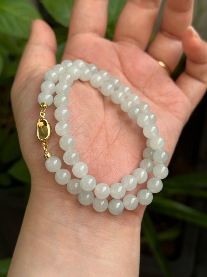 Chuỗi bạch ngọc phớt lục lam - 7.2mm-duoc-ban-tai-NGỌC THANH GIANG GEMS & JADES