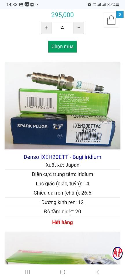 bugi (H) iridium  denso mazda (IXEH20ETT)-duoc-ban-tai-TRUNG PHÁT ÔTÔ