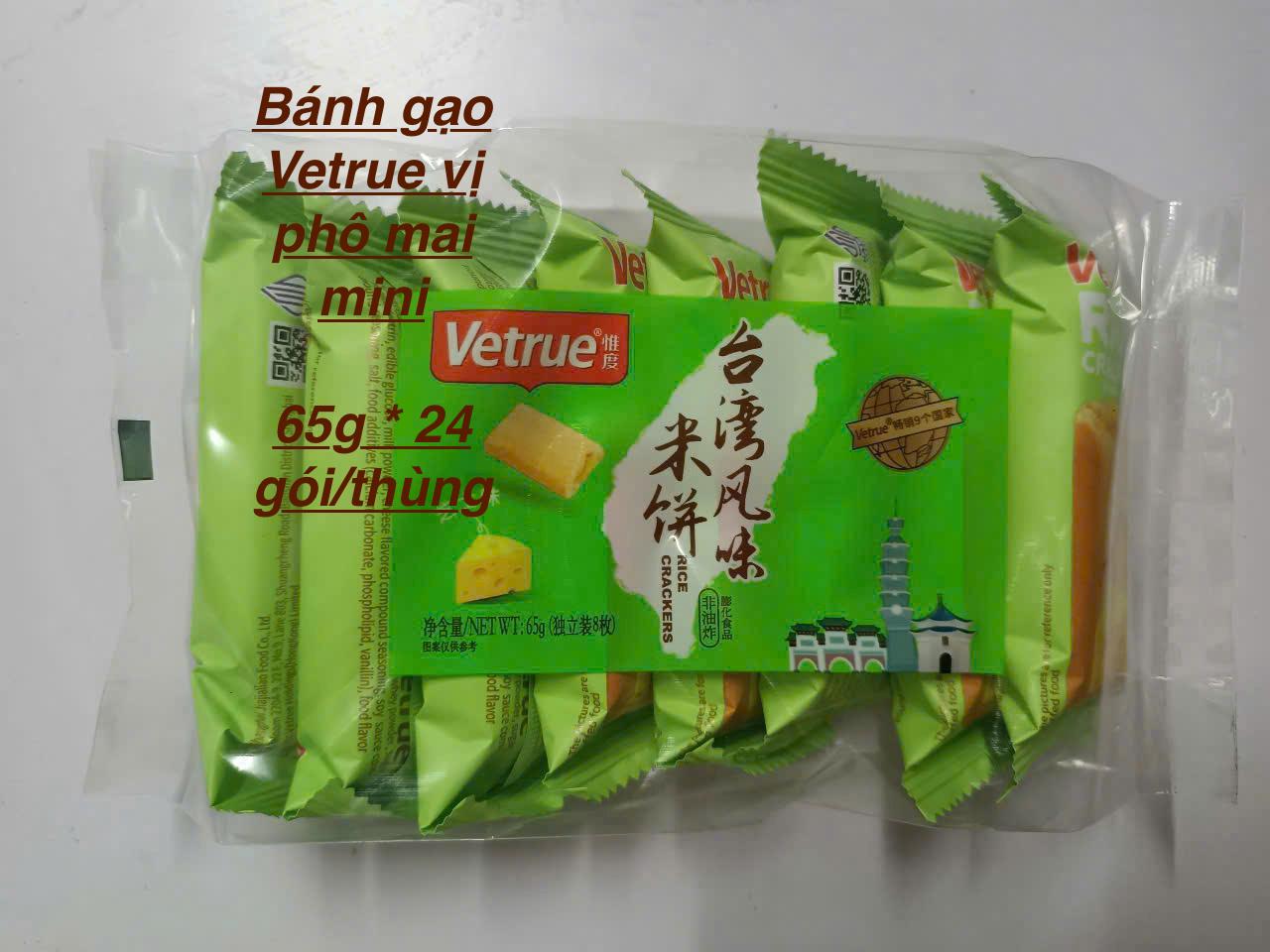 Bánh gạo Vetrue vị phô mai mini	65g * 24 gói/thùng 4897076061143-duoc-ban-tai-NPP VĂN LONG