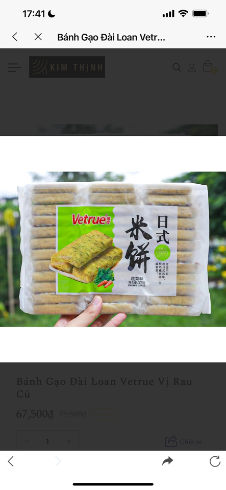 Bánh gạo Vetrue vị rau củ	300g * 12 gói/thùng 4897076060863-duoc-ban-tai-NPP VĂN LONG