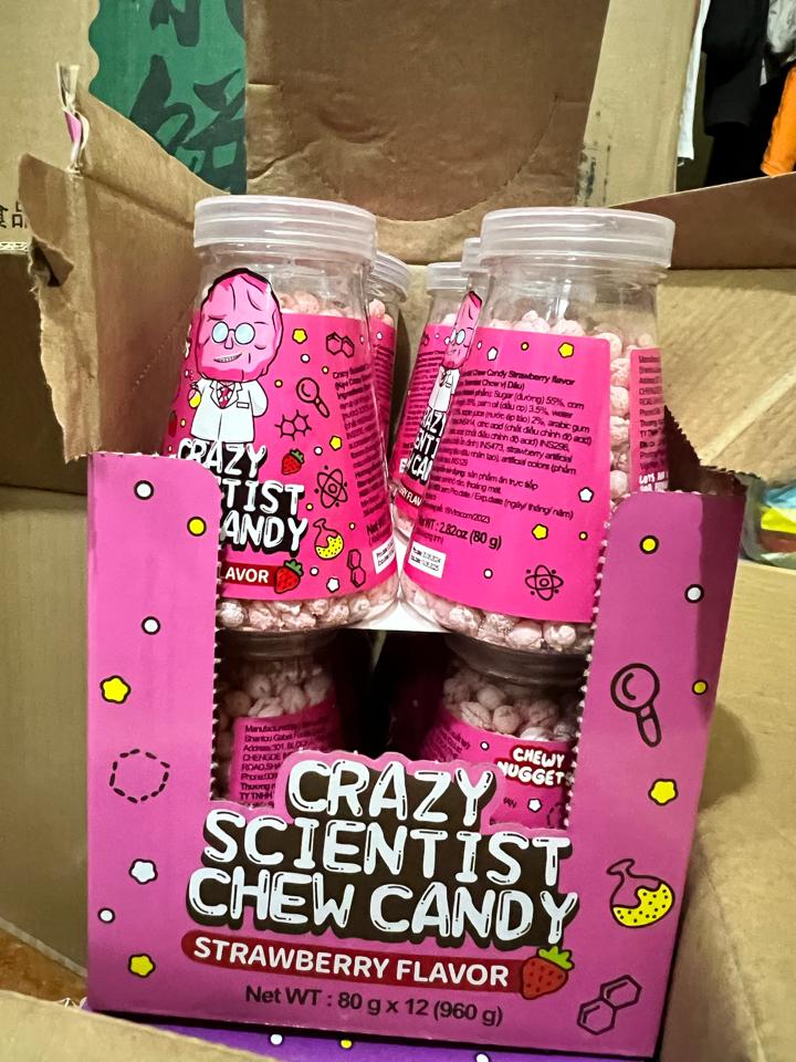 Kẹo Crazy Scientist Chew vị Dâu -Lọ 80g	96 lọ/Thùng    6927260916138-duoc-ban-tai-NPP VĂN LONG