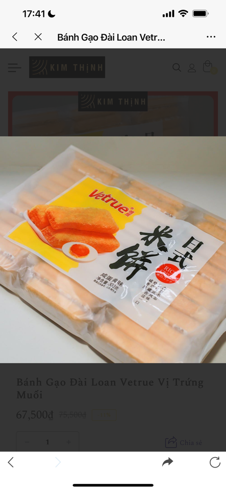 Bánh gạo Vetrue trứng muối	300g * 12 gói/thùng 4897076062133-duoc-ban-tai-NPP VĂN LONG