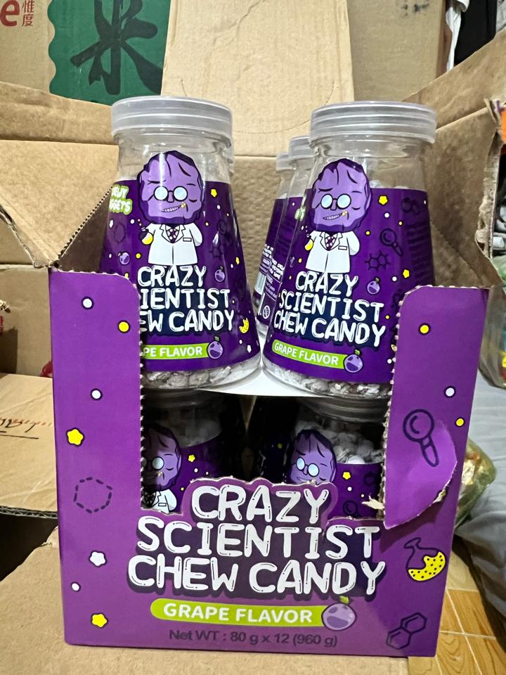 CH03	Kẹo Crazy Scientist Chew vị Nho -Lọ 80g6927260916145	96 lọ/Thùng    -duoc-ban-tai-NPP VĂN LONG