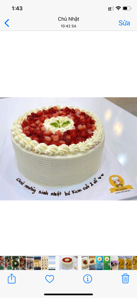 Bánh dâu tây 18cm kem tươi -duoc-ban-tai-Tiệm Bánh Mai Hương