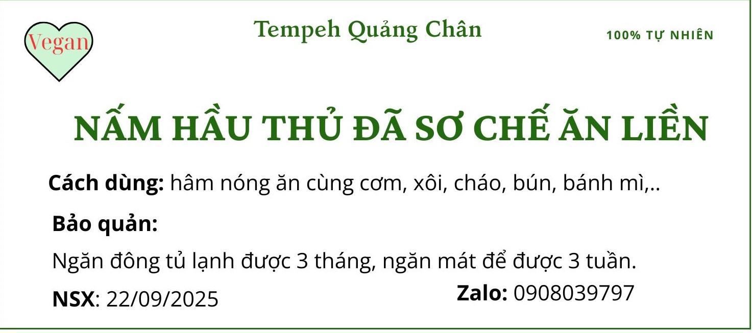 Nấm hầu thủ đã sơ chế ăn liền 500gr-duoc-ban-tai-Tempeh hàng đông lạnh - Để ngăn đông 24/24