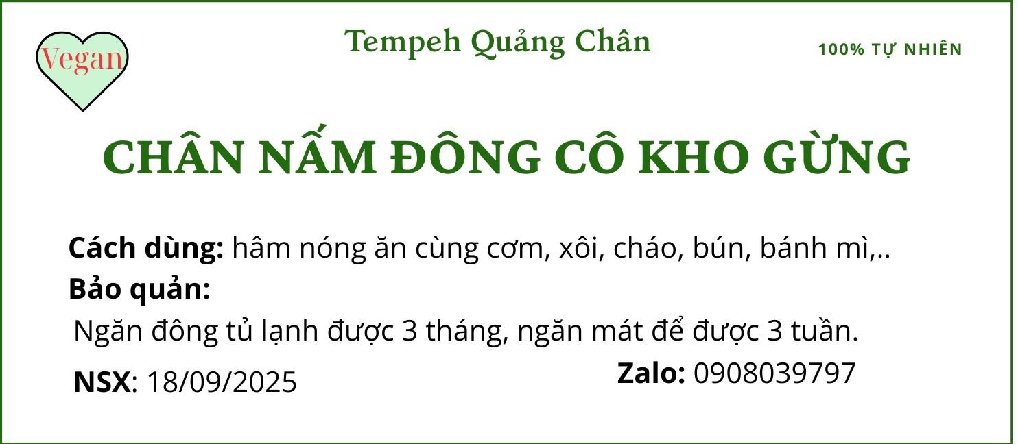 Chân nấm đông cô kho gừng 500gr-duoc-ban-tai-Tempeh hàng đông lạnh - Để ngăn đông 24/24