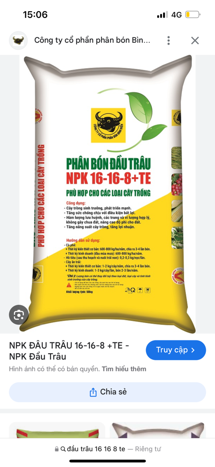 NPK 16 16 8 TE Đầu trâu long an -duoc-ban-tai-CÔNG TY CỔ PHẦN XUẤT NHẬP KHẨU VƯƠNG KHANG