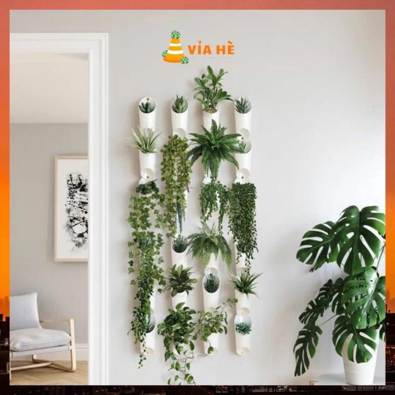Chậu nhựa ốp tường size 9x15cm màu trắng chậu treo tường nội thất phòng tắm ban công-duoc-ban-tai-Vỉa Hè Garden