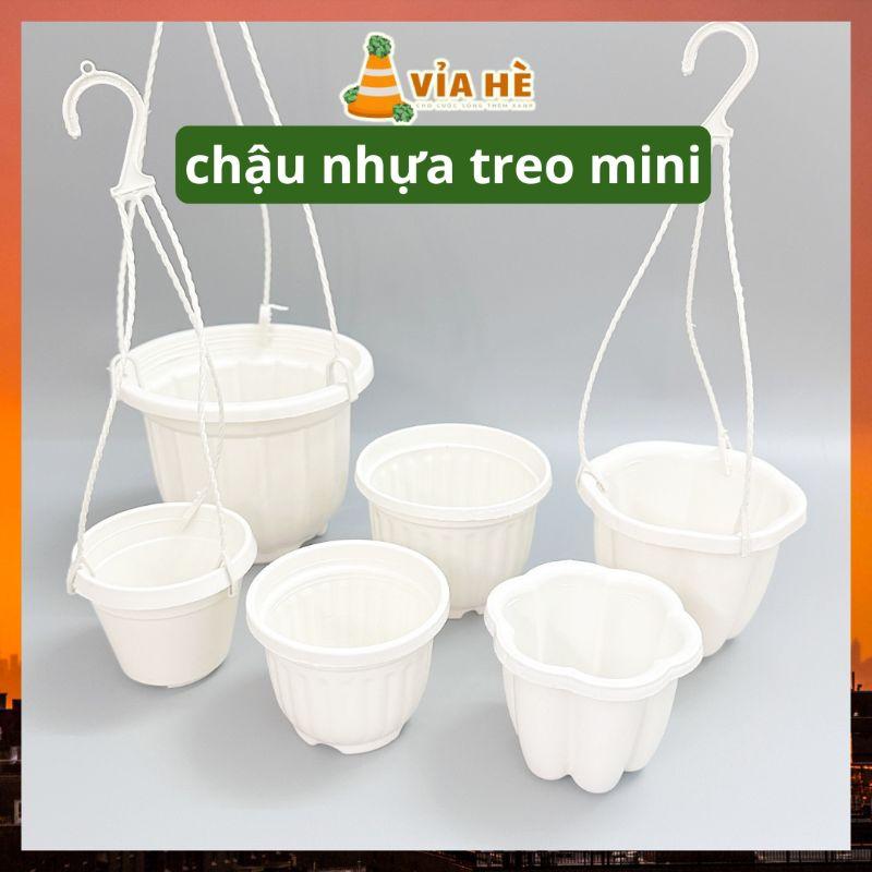 Chậu nhựa treo mini size nhỏ 11x9cm và 8x8cm trồng sen đá và dâu tây VIAHE chậu nhựa trồng sen đá có móc treo-duoc-ban-tai-Vỉa Hè Garden