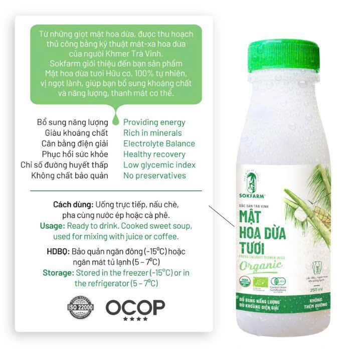 Mật hoa dừa tươi SokFarm 250ml - chai nhựa-duoc-ban-tai-Shop Dung Bùi