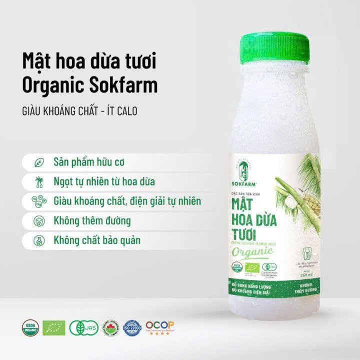 Mật hoa dừa tươi SokFarm 250ml - chai nhựa-duoc-ban-tai-Shop Dung Bùi