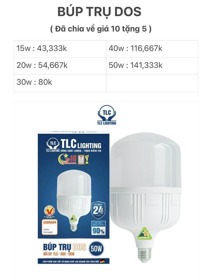 3.Búp Trụ nhựa 40w TLC 6500k -duoc-ban-tai-CỬA HÀNG NGUỒN SÁNG THÔNG MINH ĐĂNG PHÁT