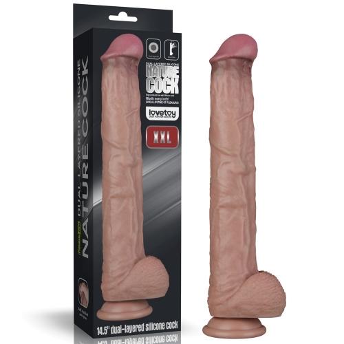 14.5'' Dual Layered Bendable Silicone Cock XXL(Flesh)-duoc-ban-tai-Thetoysvn
