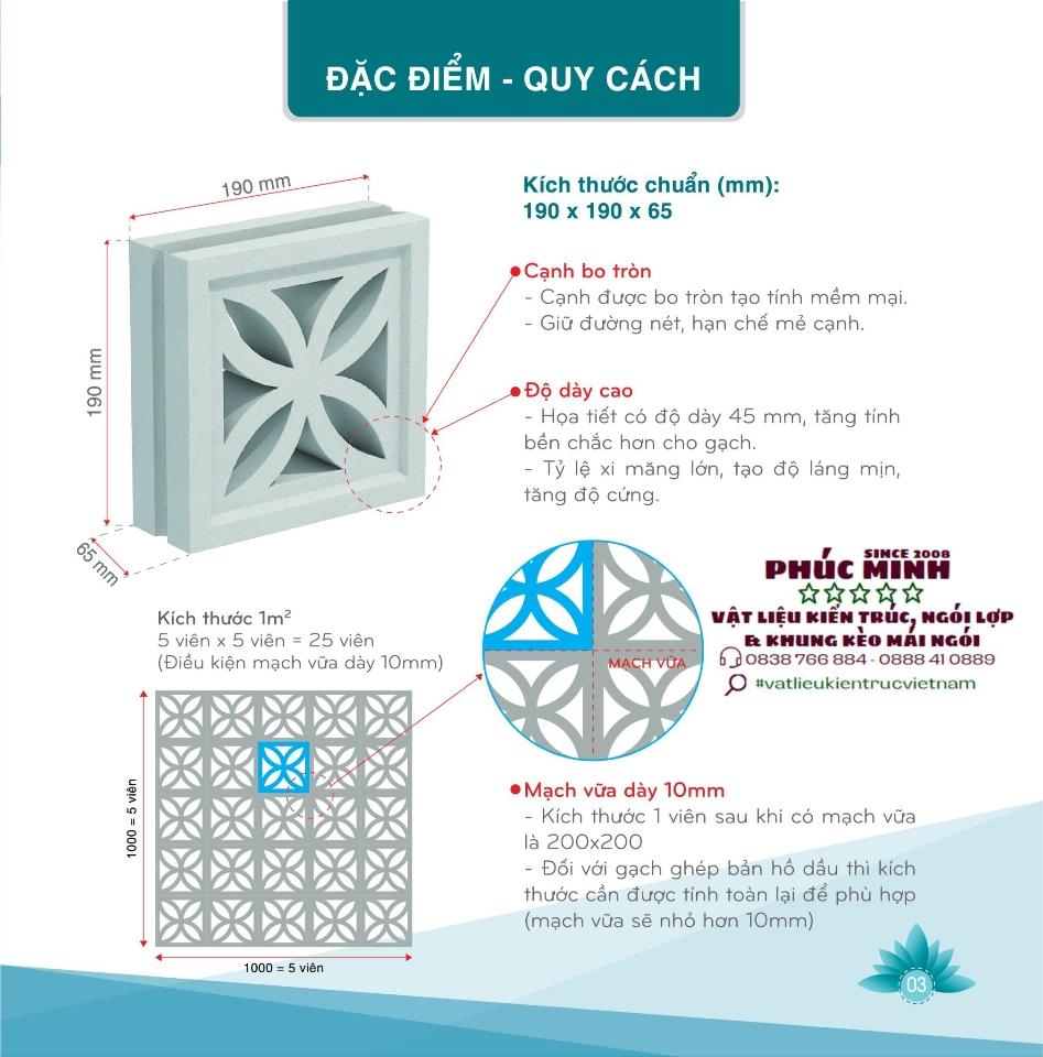 Gạch thông gió xi măng 3D - màu xám, 190x190x65mm-duoc-ban-tai-CÔNG TY PHÚC MINH