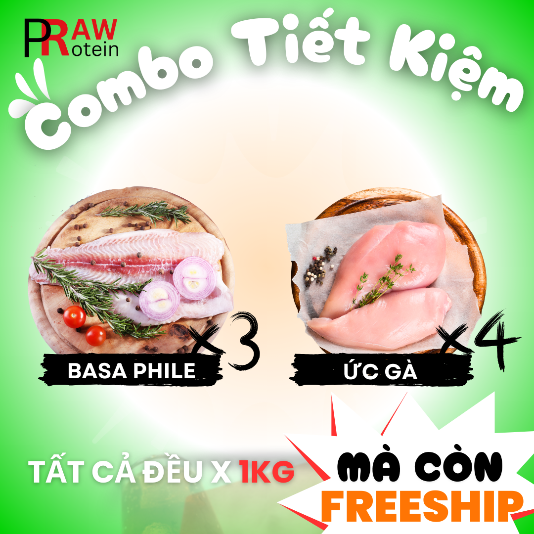 COMBO 3kg basa 4kg ức gà-duoc-ban-tai-RawPro - Cửa hàng Protein tươi sống