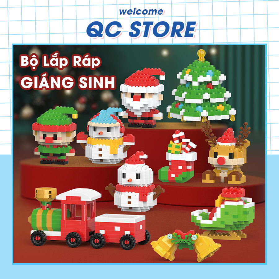 Mô hình Lắp Ráp Noel chủ đề giáng sinh dễ thương Christmas Ông Già Noel Cây Thông Người Tuyết QC Store-duoc-ban-tai-QC Store