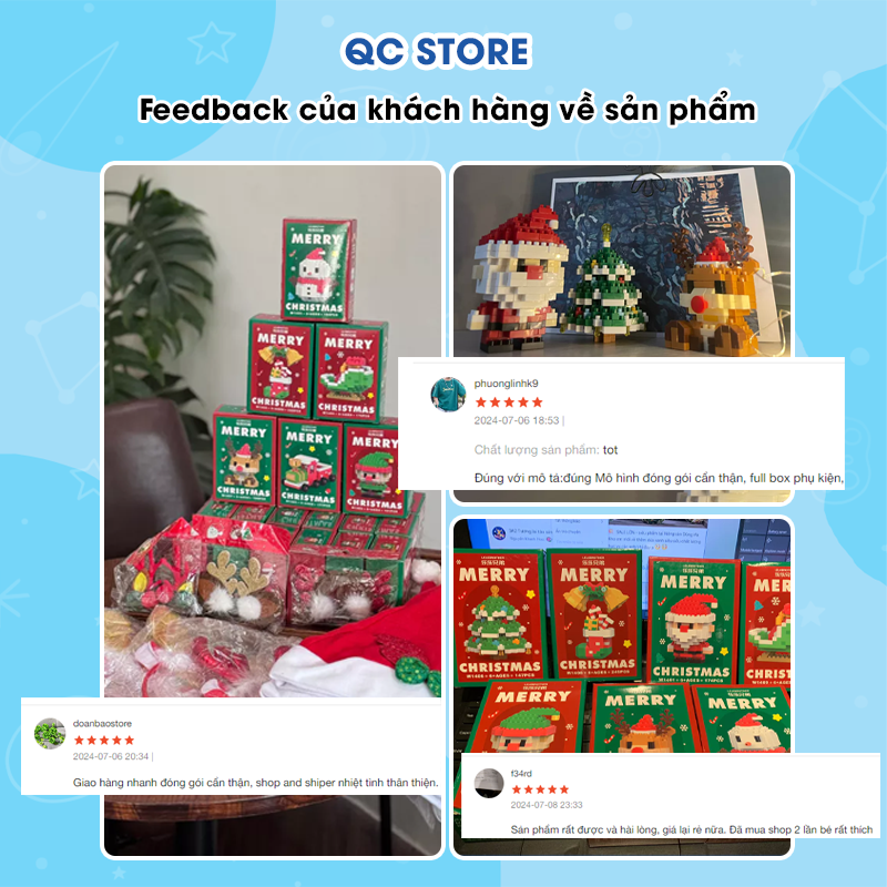 Mô hình Lắp Ráp Noel chủ đề giáng sinh dễ thương Christmas Ông Già Noel Cây Thông Người Tuyết QC Store-duoc-ban-tai-QC Store