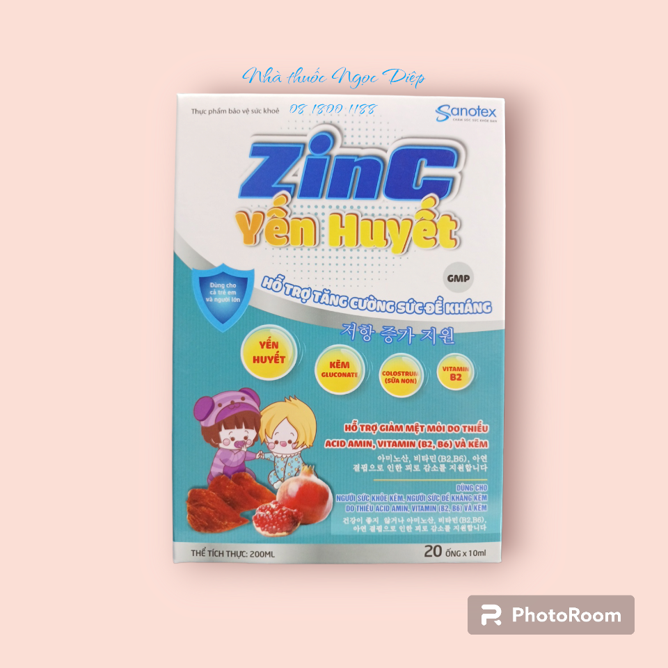 ZinC Yến huyết H20*10ml Sanotex-duoc-ban-tai-Nhà thuốc Ngọc Diệp