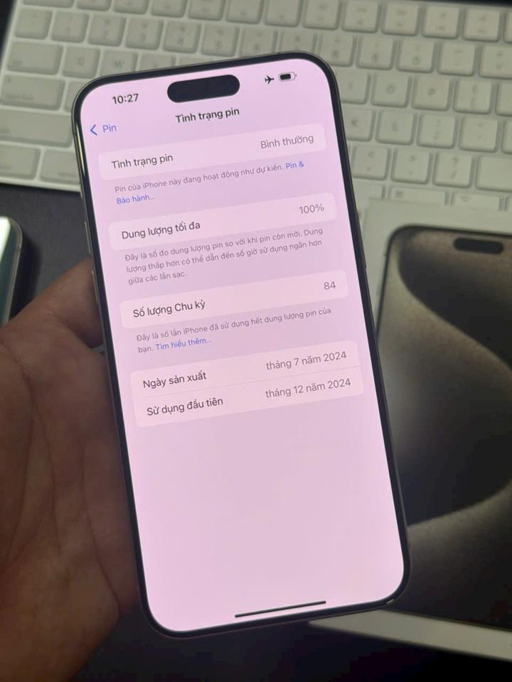 iPhone  📱 15 Pro Max ❷❺❻ᴳᴮ Zin đẹp keng đóng hộp 📦 được Pin🔋 100% sạc 84 lần Mã Vê-en 🇻🇳 còn bảo hành chính hãng đến tháng 12/2025-duoc-ban-tai-Khoa Global group