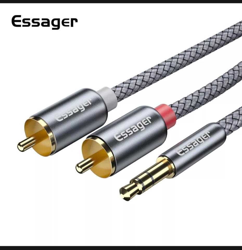 Cáp âm thanh 2M / 3.5mm ra 2RCA (2đầu bông sen) ESSAGER Chính hãng -duoc-ban-tai-PHÚ HIẾU STORE