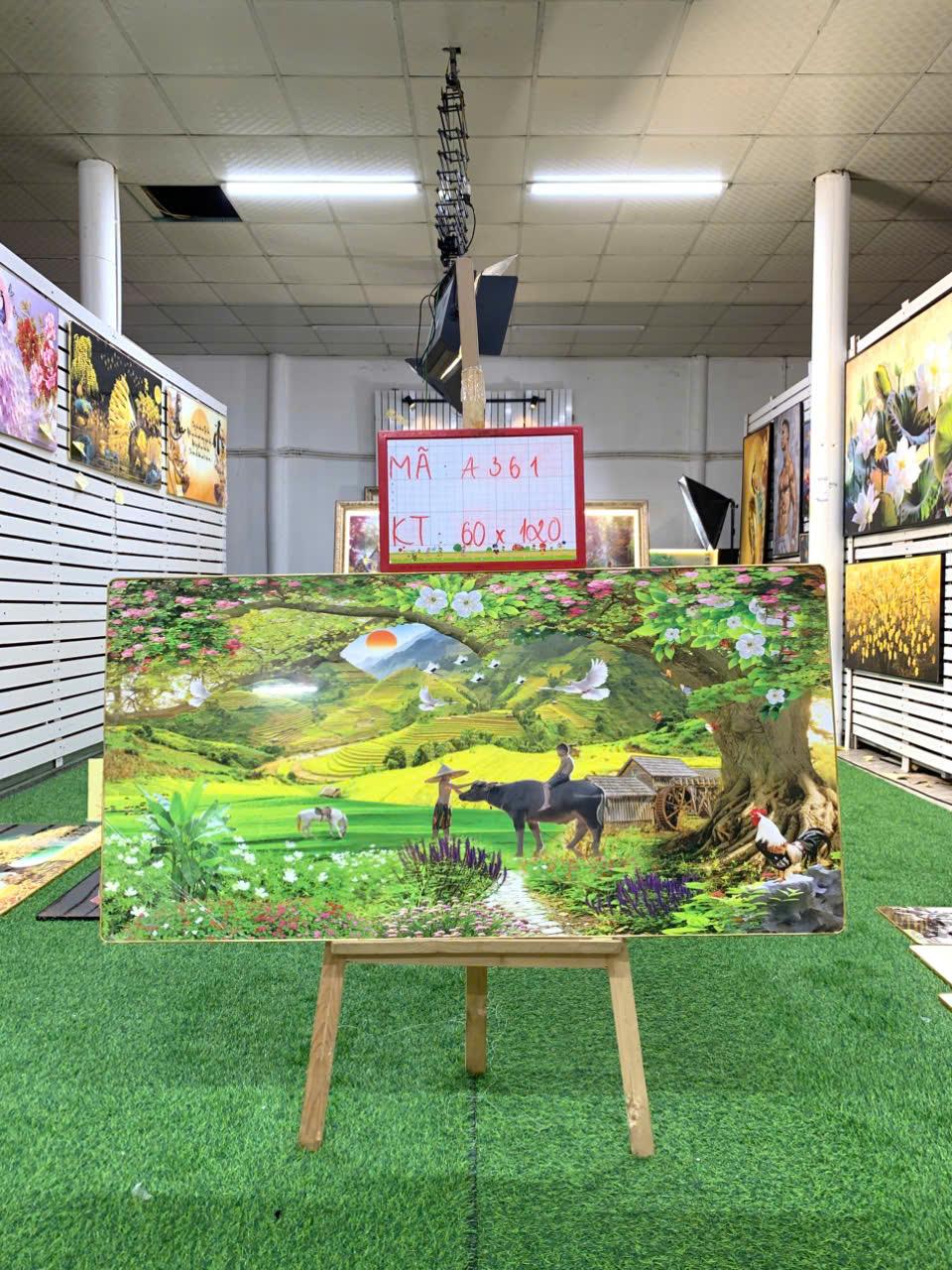 Tranh Tráng Gương " PHONG CẢNH ĐỒNG QUÊ 6 " KT: 60x120-duoc-ban-tai-Xưởng Tranh Tráng Gương Đụt và Đát