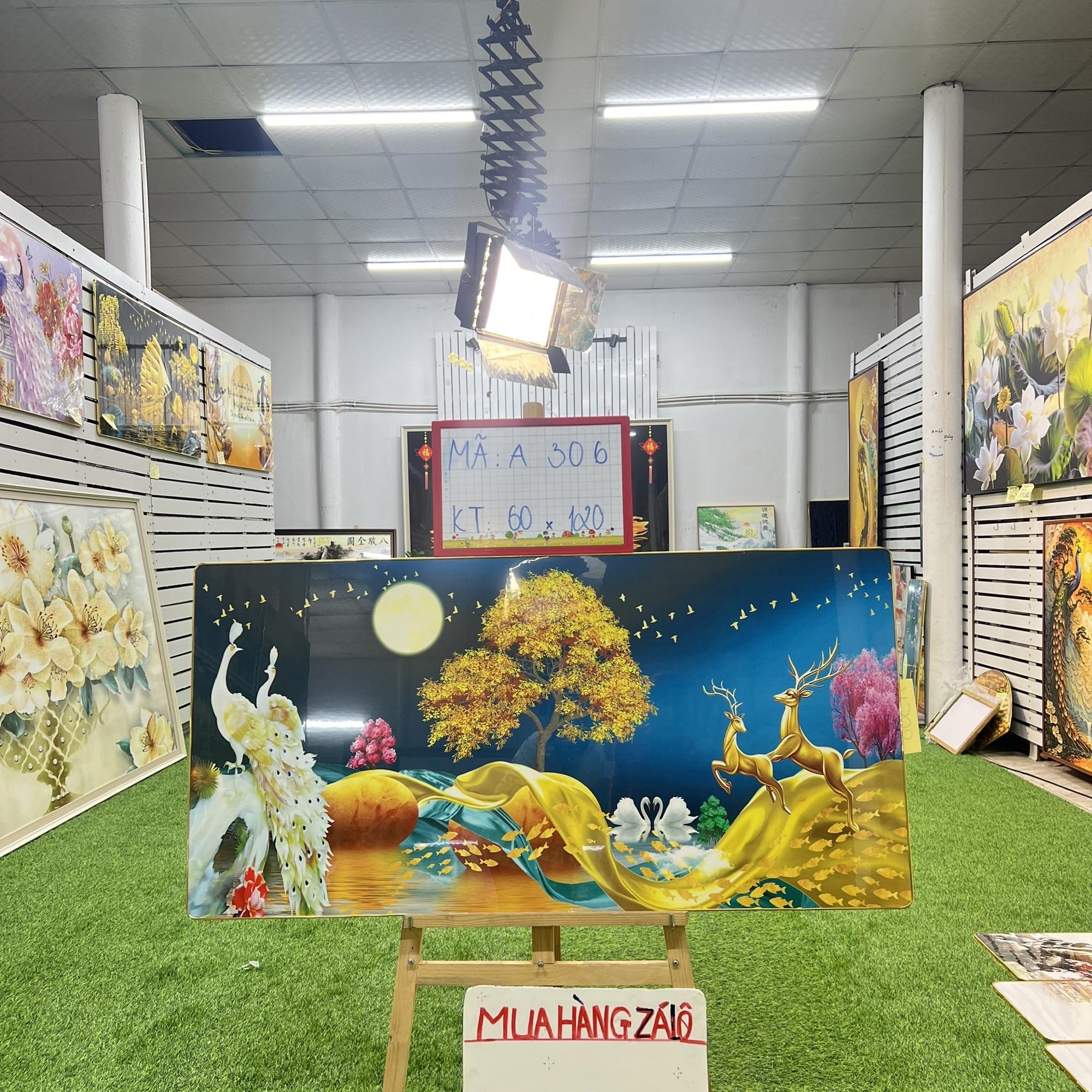 Tranh Tráng Gương " HƯƠU KIM TIỀN CÂY TÀI LỘC 21 " KT: 60x120-duoc-ban-tai-Xưởng Tranh Tráng Gương Đụt và Đát