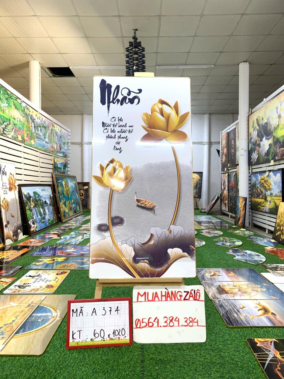 Tranh Tráng Gương " THƯ PHÁP CHỮ NHẪN 1 " KT: 60x120-duoc-ban-tai-Xưởng Tranh Tráng Gương Đụt và Đát