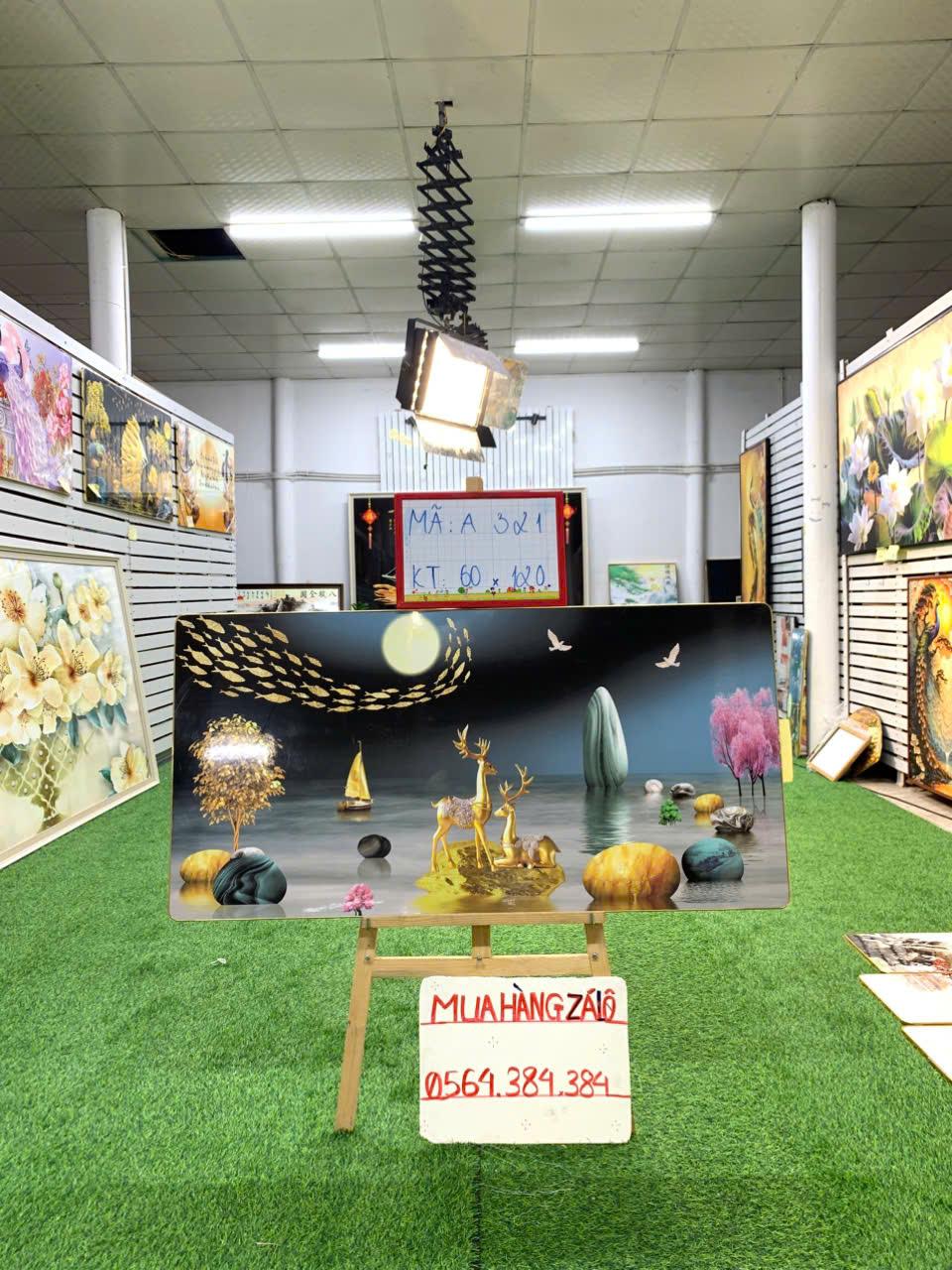 Tranh Tráng Gương " HƯƠU KIM TIỀN CÂY TÀI LỘC 22 " KT: 60x120-duoc-ban-tai-Xưởng Tranh Tráng Gương Đụt và Đát