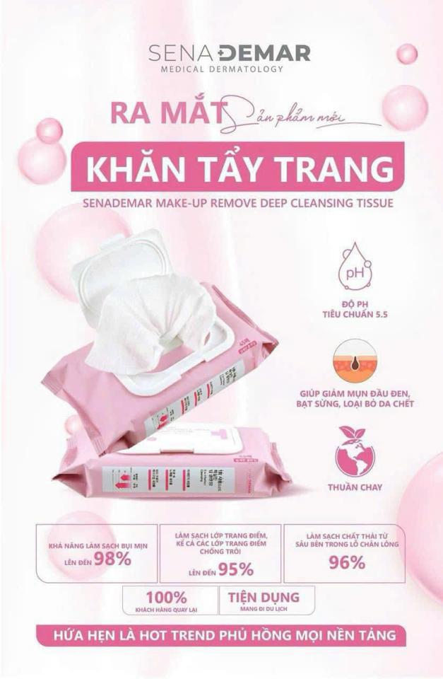 Khăn Ướt Tẩy Trang Sena Demar Make-Up Remove Deep Cleansing Tissue 45 Miếng-duoc-ban-tai-K-DAN HOUSE