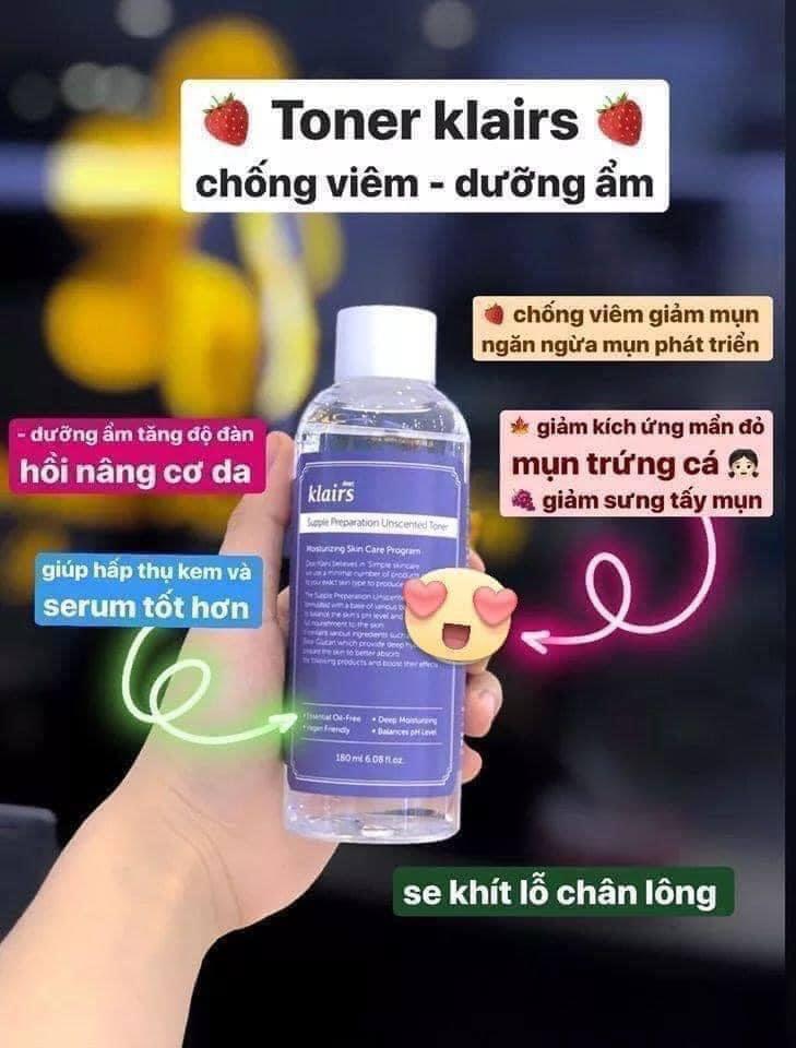 Toner Klairs phục hồi da trắng sáng giảm mụn cấp ẩm hiệu quả nước hoa hồng 180ml ( Hàng Chuẩn)-duoc-ban-tai-K-DAN HOUSE