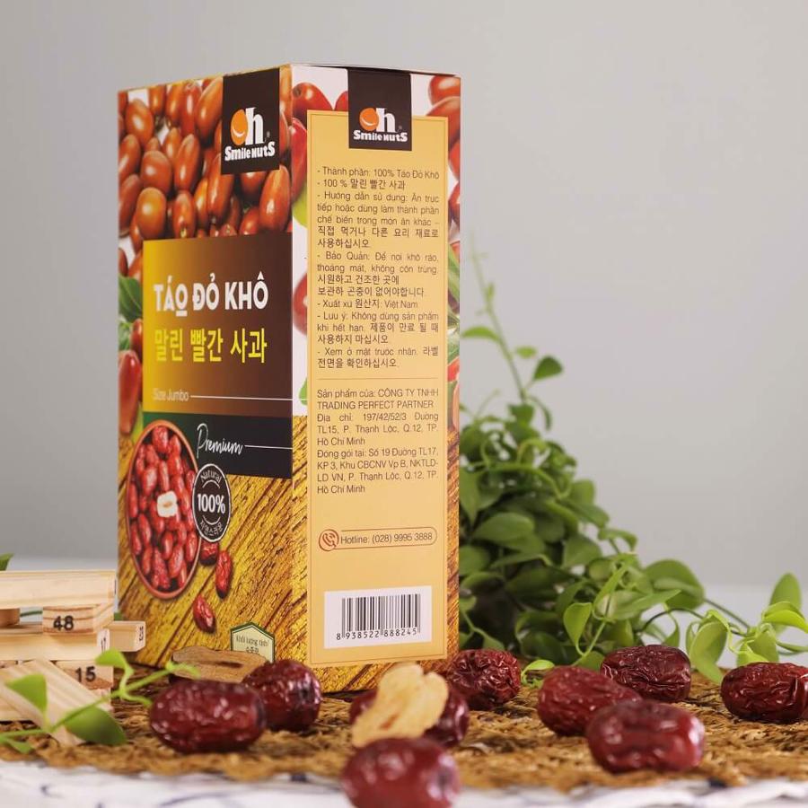 Táo Đỏ khô thượng hạng Tân Cương Smile Nuts hộp 500g -duoc-ban-tai-Tạp hoá số Masteri