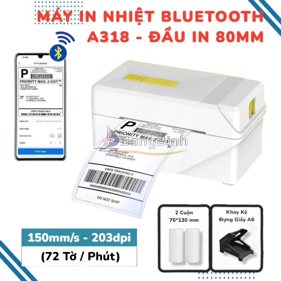 [Gói 6 Tháng] Máy In Nhiệt Mini 3 Inch Kèm 100 Tem In Và Kệ Đựng Giấy In Nhiệt Chuyên Dụng In Các Loại Hóa Đơn Vận Đơn Tốc Độ Nhanh Siêu Rõ Nét-duoc-ban-tai-DangBinh Group