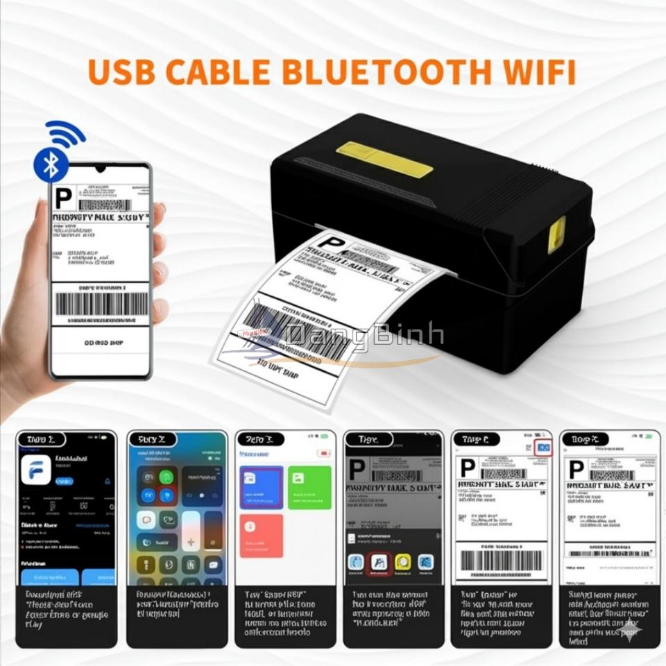 [Gói 6 Tháng] Máy In Nhiệt Mini 3 Inch Kèm 100 Tem In Và Kệ Đựng Giấy In Nhiệt Chuyên Dụng In Các Loại Hóa Đơn Vận Đơn Tốc Độ Nhanh Siêu Rõ Nét-duoc-ban-tai-DangBinh Group