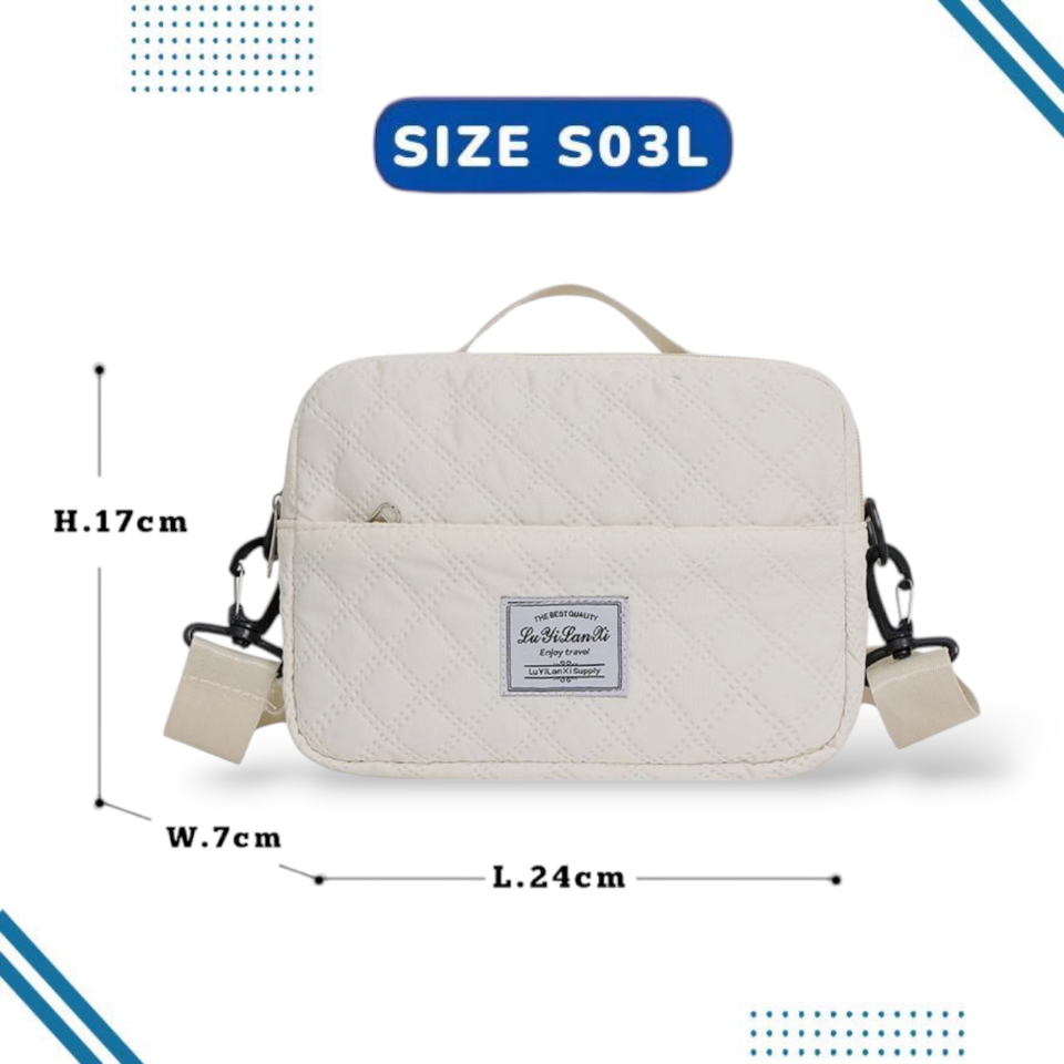 Túi Du Lịch Nhẹ Thời Trang Dung Tích Nhỏ Có Khóa Kéo Chống Thấm Nước Cao Cấp Màu Trắng S03L-duoc-ban-tai-DangBinh Group