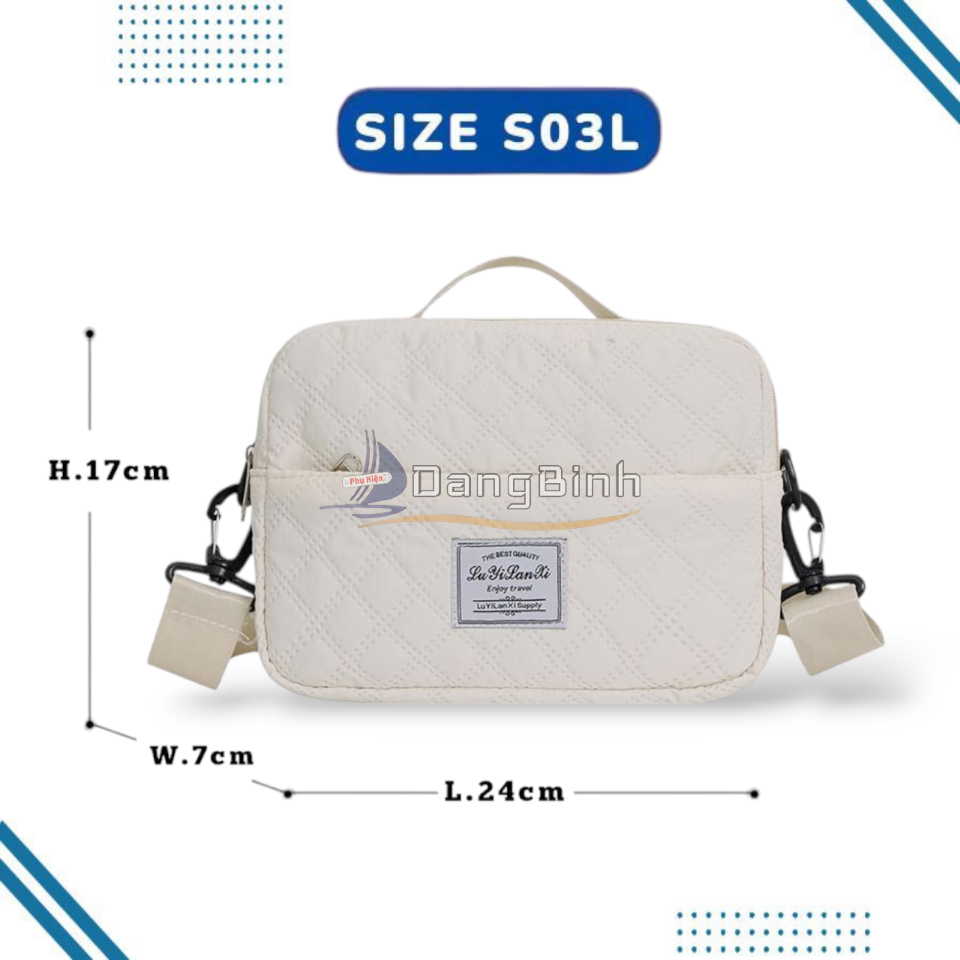 Túi Du Lịch Nhẹ Thời Trang Dung Tích Nhỏ Có Khóa Kéo Chống Thấm Nước Cao Cấp Màu Trắng S03L-duoc-ban-tai-DangBinh Group