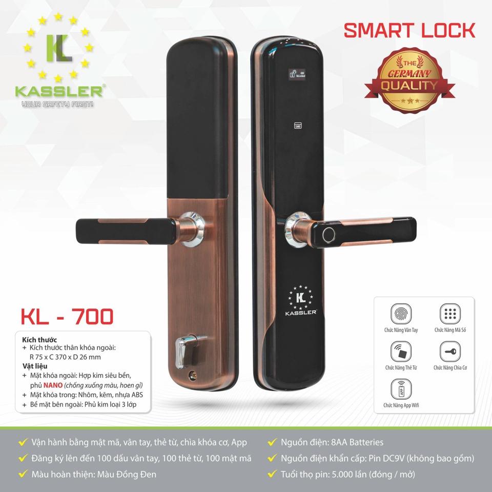 Khoá vân tay Kassler KL 700 có App-duoc-ban-tai-CÔNG TY HOÀNG ANH SEN