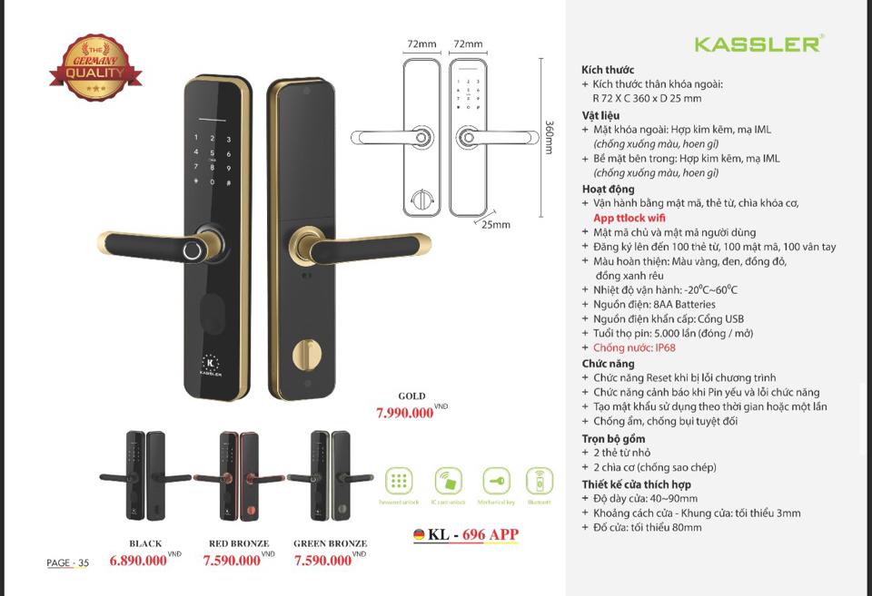 Khoá vân tay Kassler kL696 App-duoc-ban-tai-CÔNG TY HOÀNG ANH SEN