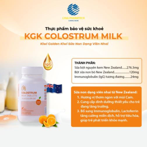 Thực phẩm bảo vệ sức khỏe KIWI GOLDEN KIWI Colostrum Milk Tablets 24IgG Orange Flavour (Hộp 60 viên)-duoc-ban-tai-TAP HOA SO