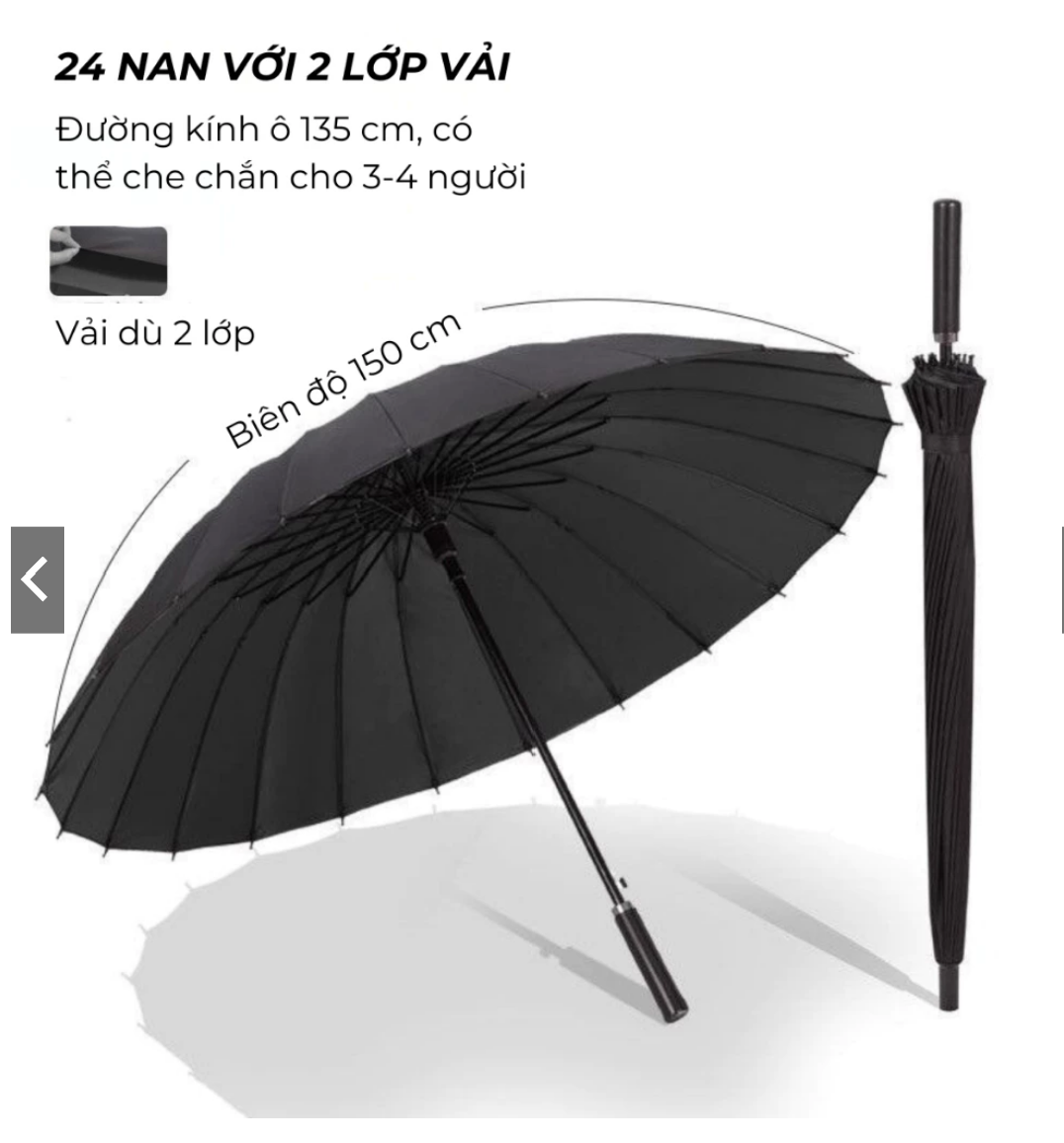 Ô Che Mưa Siêu To 24 Nan KAW, Ô Chống Thấm 2 Lớp, Đường Kính 115cm-duoc-ban-tai-SuZu Sevice
