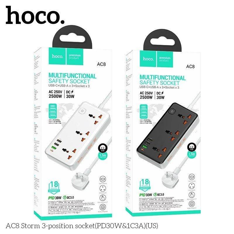 Ổ Điện Thông Minh Nhiều Cổng Sạc Hoco AC8-duoc-ban-tai-PHỤ KIỆN LÊ TUẤN