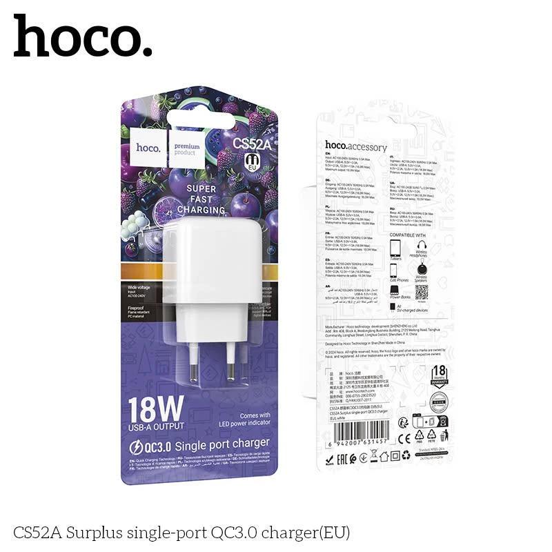 Củ Sạc Nhanh Hoco CS52A 3,0-duoc-ban-tai-PHỤ KIỆN LÊ TUẤN